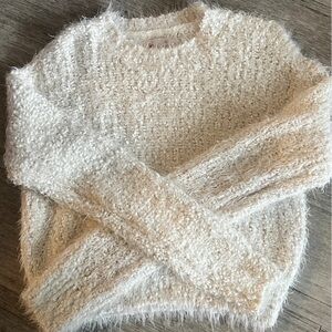 SO Cream Fuzzy Crewneck Sweater
